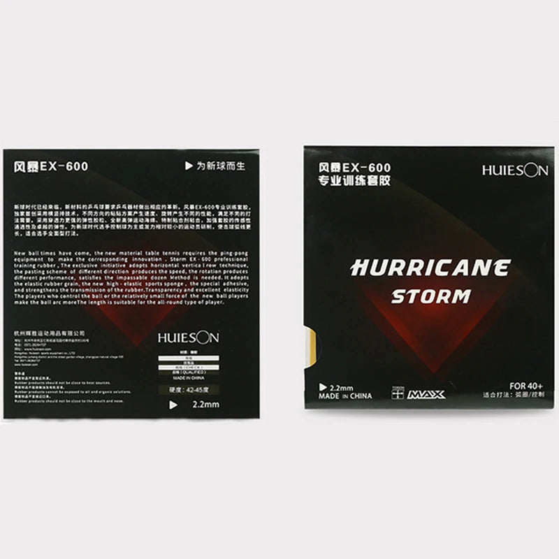 Table Tennis Racket Rubber Hurricane Storm EX-600 Pimples In Flexible Medium Hardness 42 2.2mm Sponge Fast Attack For 40+ Balls