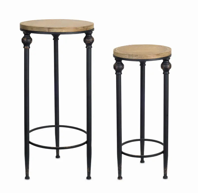 Table (Set of 2) 10.25" x 22.5"H, 12" x 26.75"H Metal/Wood Melrose Intl.