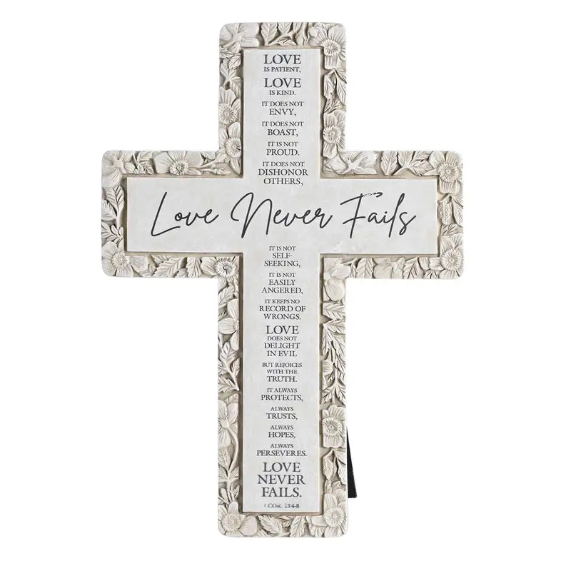 Tabletop Floral Cross Love Never Fails Dicksons Inc