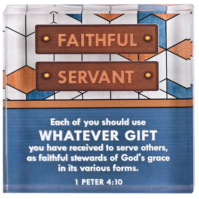 Tabletop Glass Plaque Faithful 3X3 Dicksons Inc