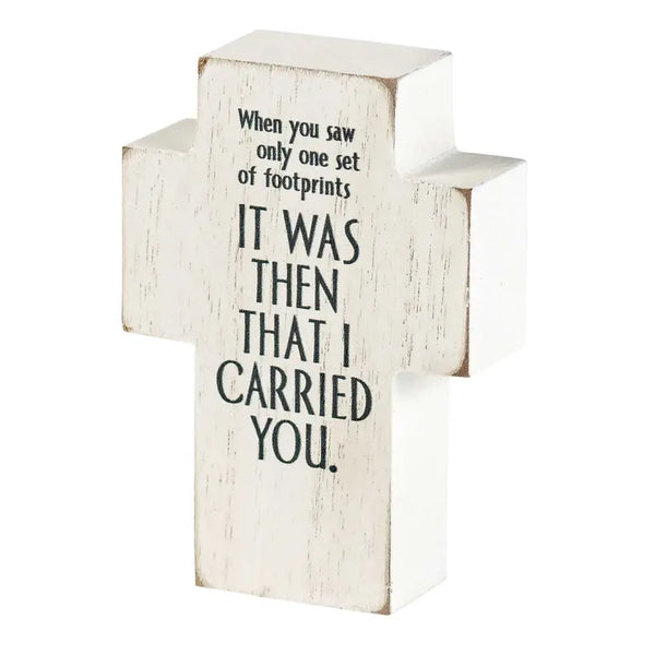 Tabletop Plaque Cross Footprints Dicksons Inc