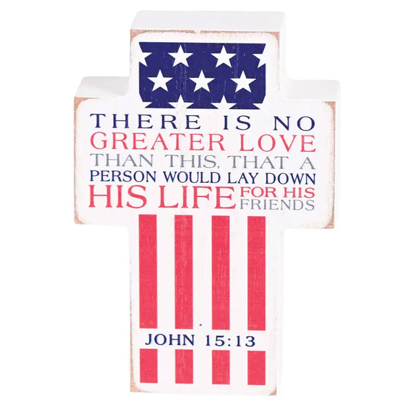 Tabletop Plaque Cross Greater Love 3x4 Dicksons Inc
