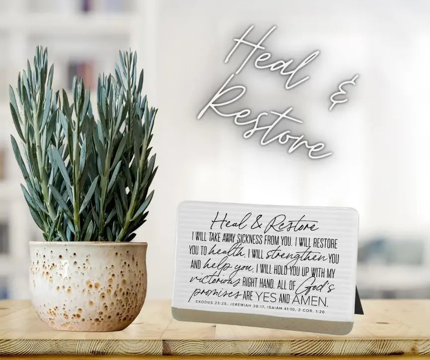 Tabletop Plaque Heal And Restore White Dicksons Inc