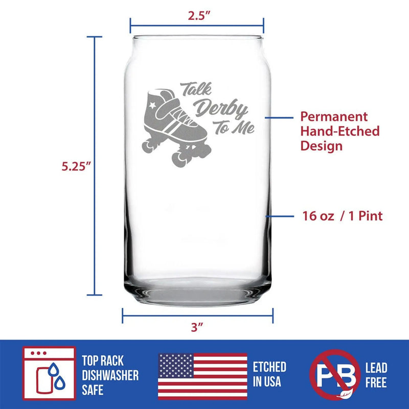 Talk Derby Beer Can Pint Glass - Roller Derby Gifts Bevvee