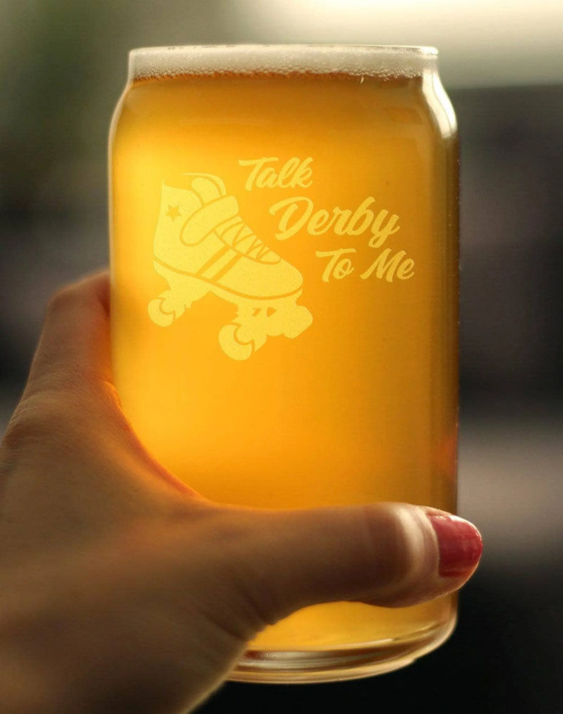 Talk Derby Beer Can Pint Glass - Roller Derby Gifts Bevvee