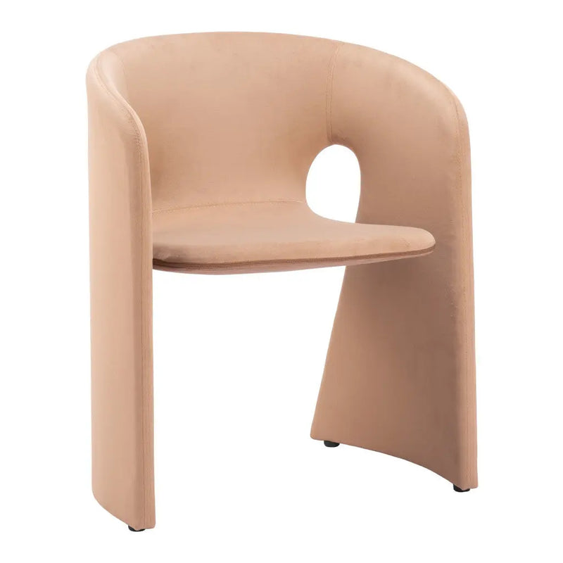Tan and Beige Upholstered Fabric Dining Arm Chair Homeroots