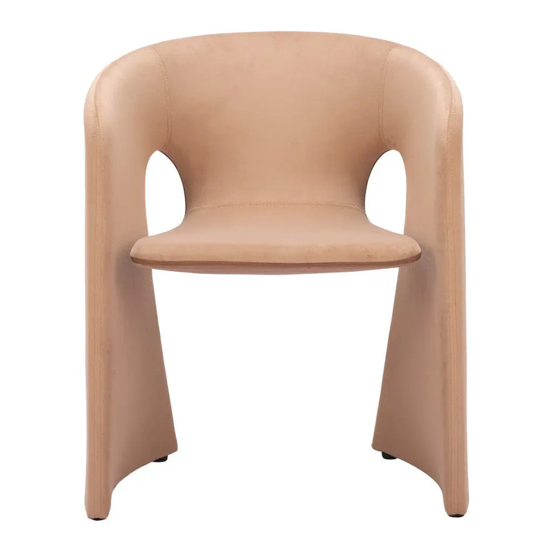 Tan and Beige Upholstered Fabric Dining Arm Chair Homeroots