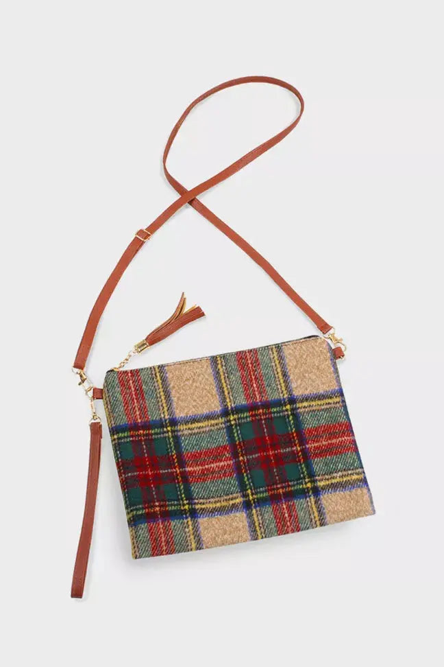 Tartan Plaid Crossbody Bag Embellish