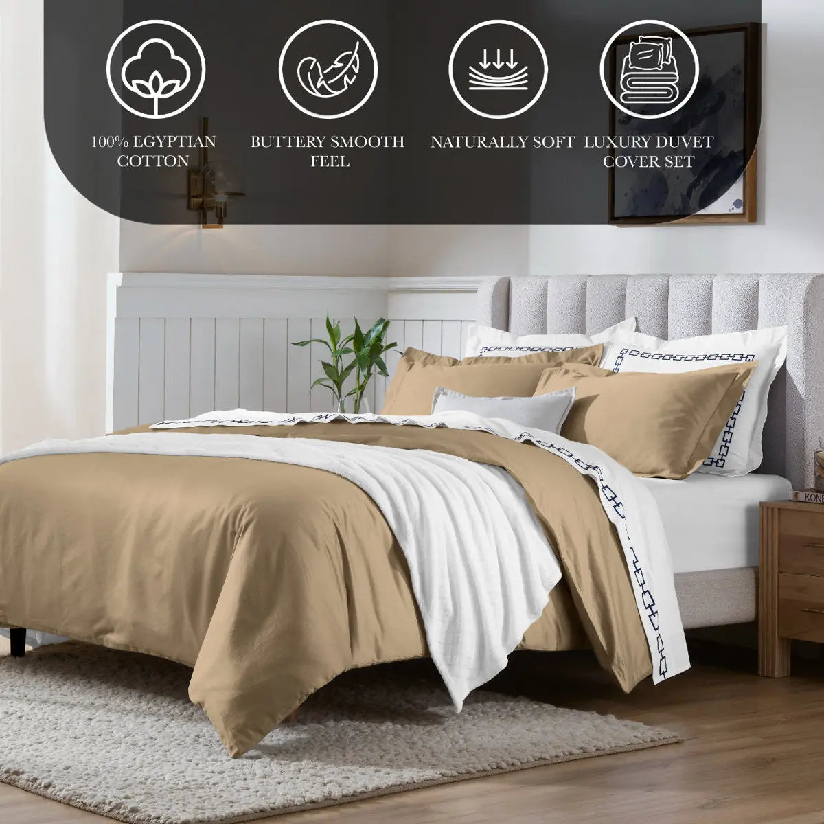 Taupe King Cotton Blend Washable Duvet Cover Set Homeroots Bed & Bath