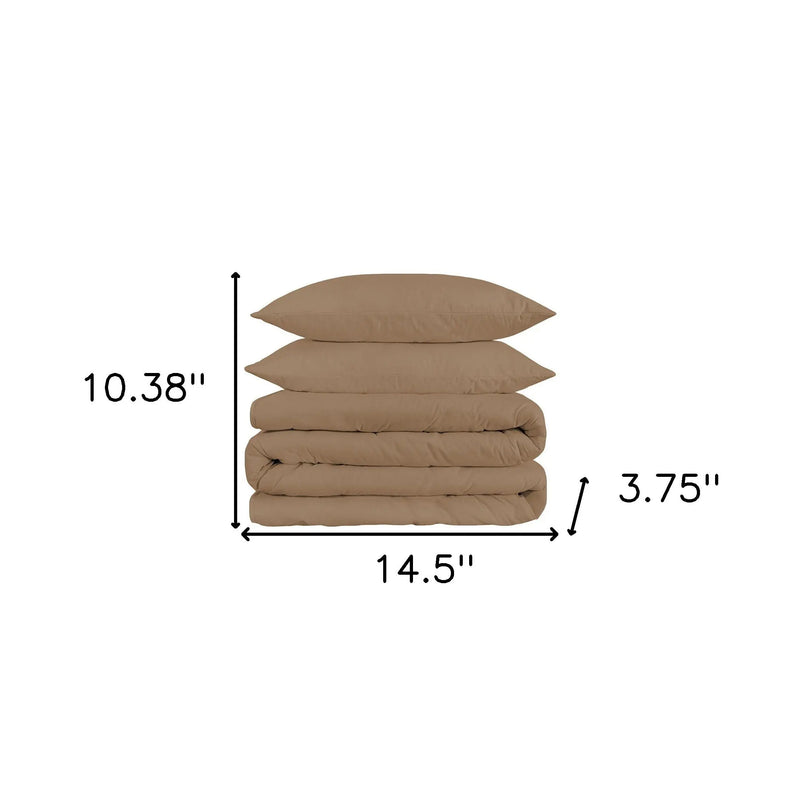 Taupe Queen Cotton Blend Washable Duvet Cover Set Homeroots Bed & Bath