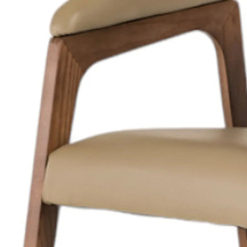 Taupe and Brown Upholstered Faux Leather Curved Back Dining Arm Chair Homeroots Kitchen & Dining