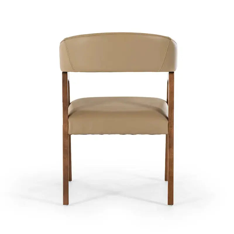Taupe and Brown Upholstered Faux Leather Curved Back Dining Arm Chair Homeroots Kitchen & Dining