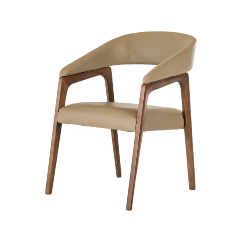 Taupe and Brown Upholstered Faux Leather Curved Back Dining Arm Chair Homeroots Kitchen & Dining