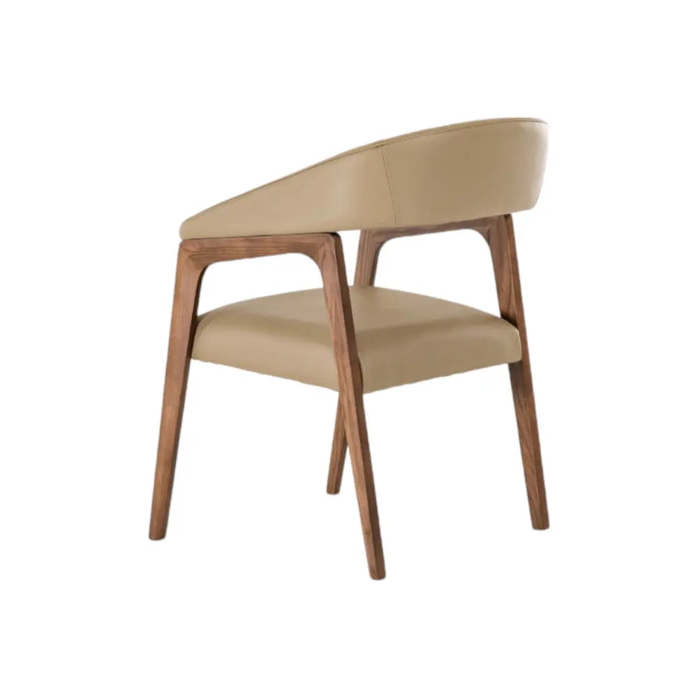 Taupe and Brown Upholstered Faux Leather Curved Back Dining Arm Chair Homeroots Kitchen & Dining