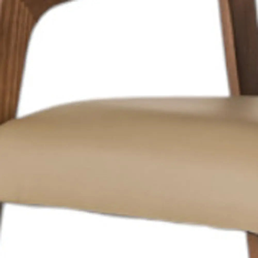 Taupe and Brown Upholstered Faux Leather Curved Back Dining Arm Chair Homeroots Kitchen & Dining