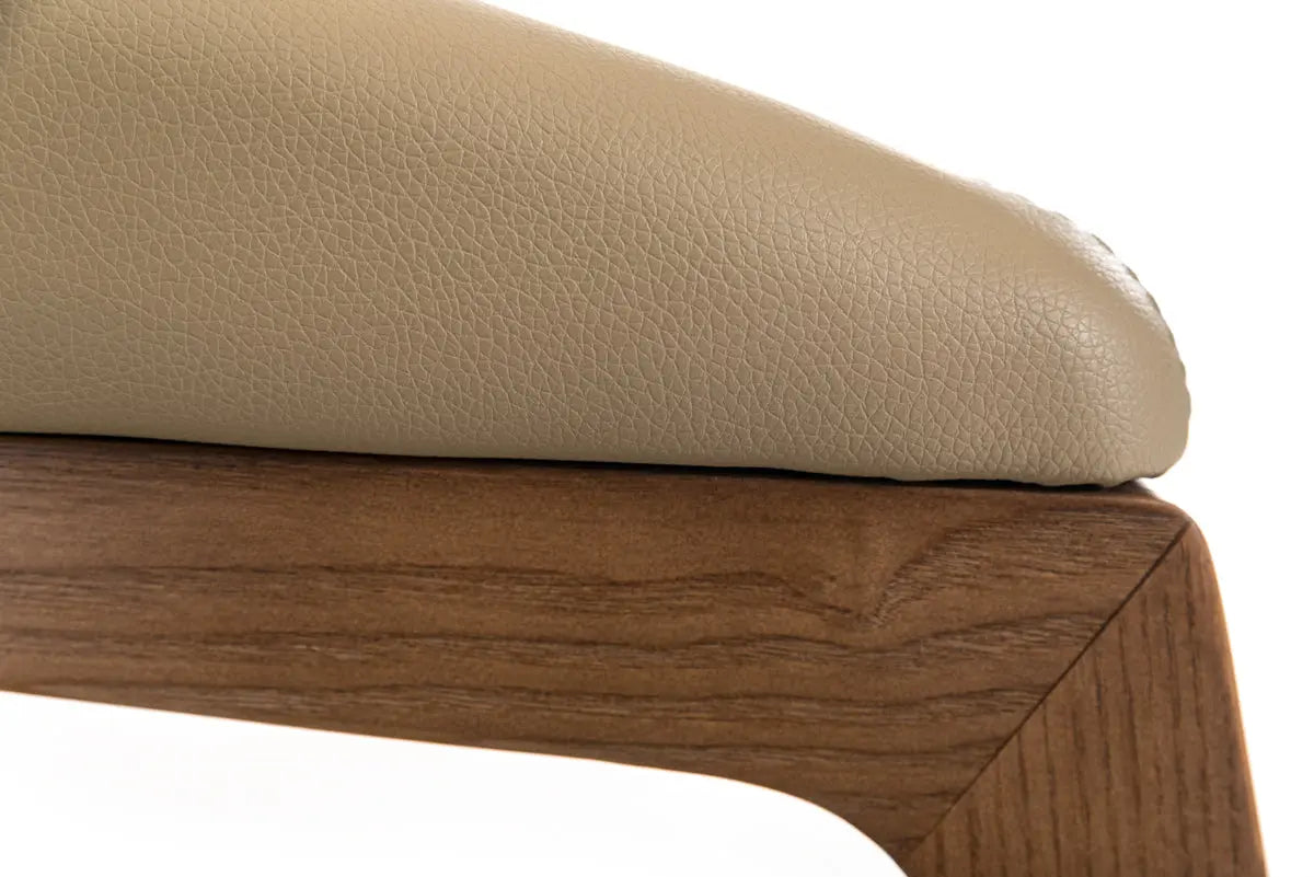 Taupe and Brown Upholstered Faux Leather Curved Back Dining Arm Chair Homeroots Kitchen & Dining