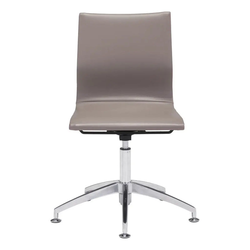 Taupe and Silver Swivel Faux Leather Conference Office Chair Homeroots Office