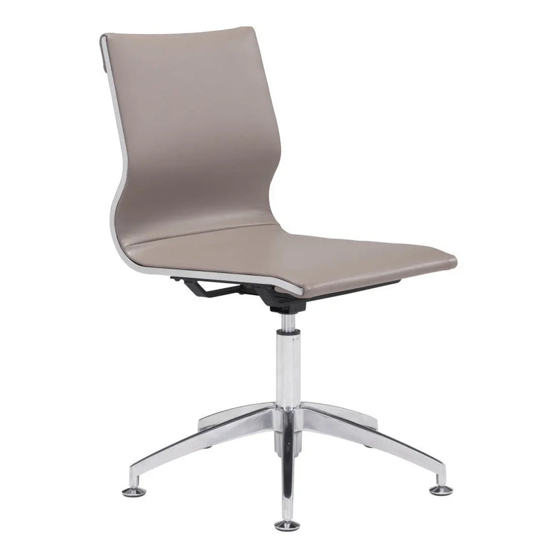 Taupe and Silver Swivel Faux Leather Conference Office Chair Homeroots Office