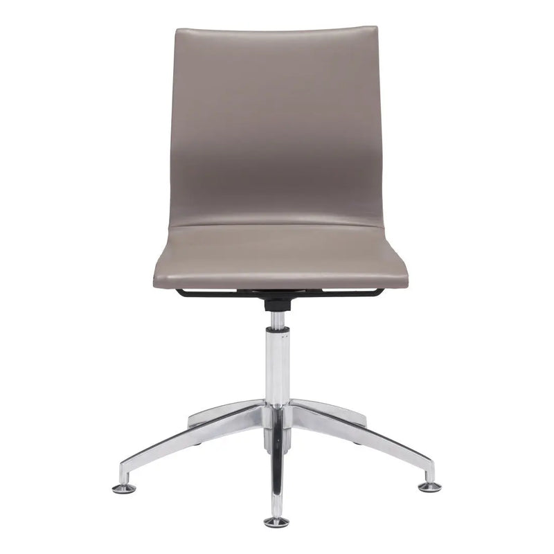 Taupe and Silver Swivel Faux Leather Conference Office Chair Homeroots Office