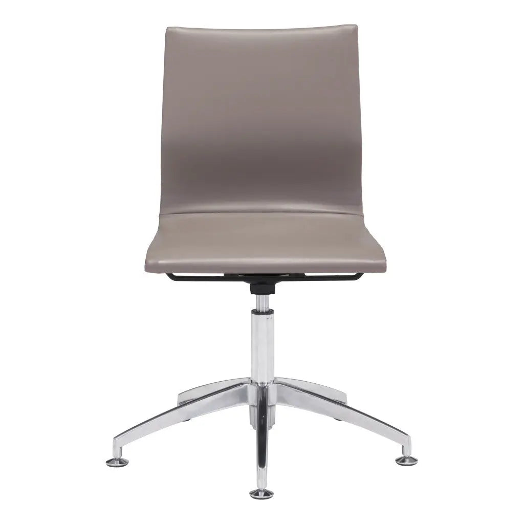 Taupe and Silver Swivel Faux Leather Conference Office Chair Homeroots Office