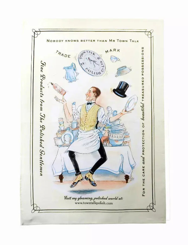 Tea Towel - Juggling Mr. Town Talk image Corbell Silver