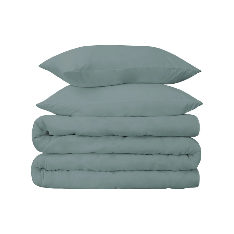 Teal Blue Queen Cotton Blend Washable Duvet Cover Set With Two Shams Homeroots Bed & Bath