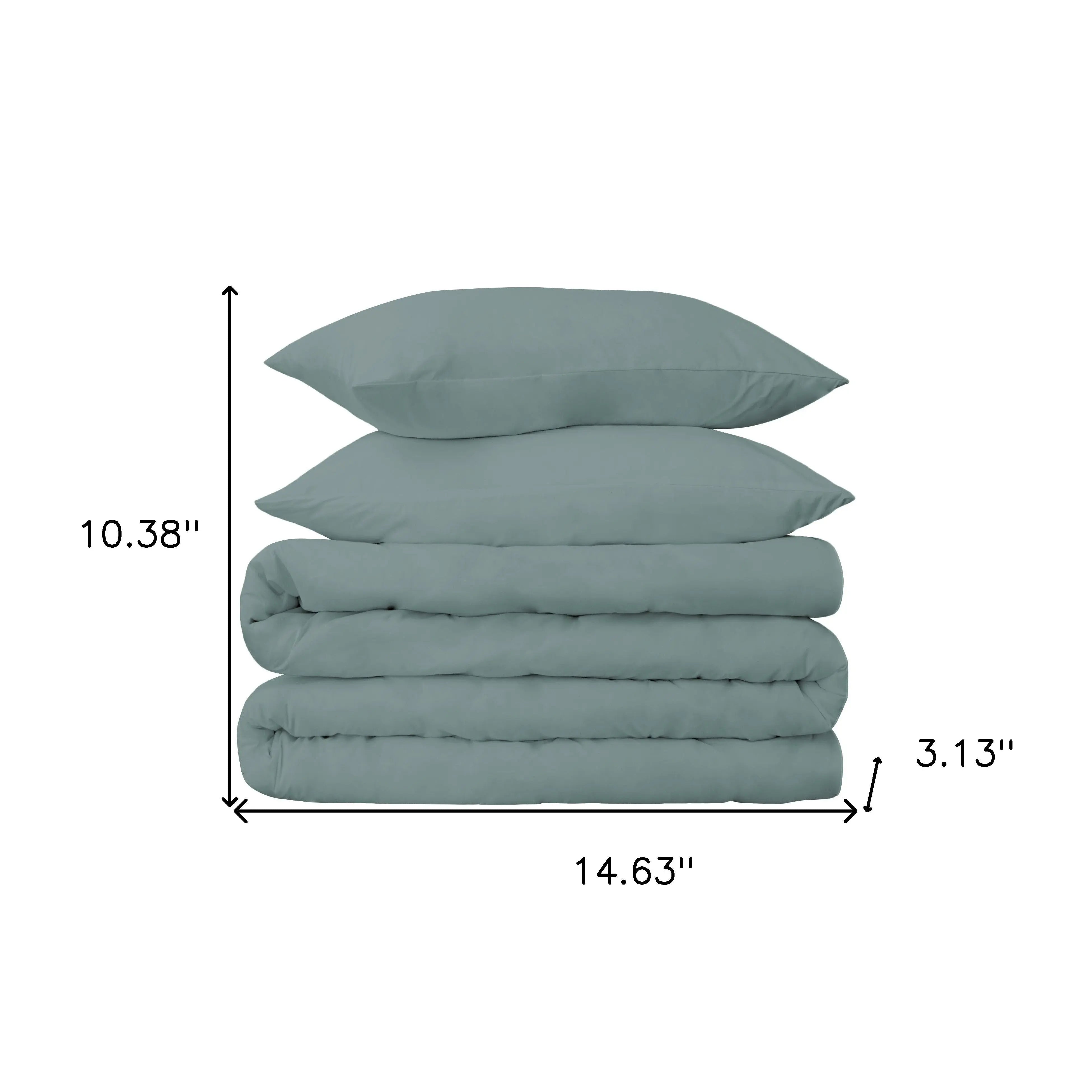 Teal Blue Queen Cotton Blend Washable Duvet Cover Set With Two Shams Homeroots Bed & Bath