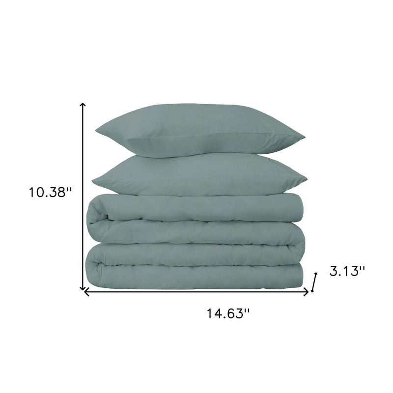 Teal Blue Queen Cotton Blend Washable Duvet Cover Set With Two Shams Homeroots Bed & Bath