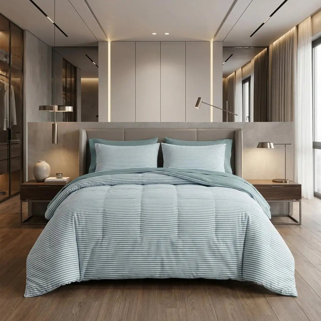 Teal Blue Queen Cotton Blend Washable Duvet Cover Set With Two Shams Homeroots Bed & Bath
