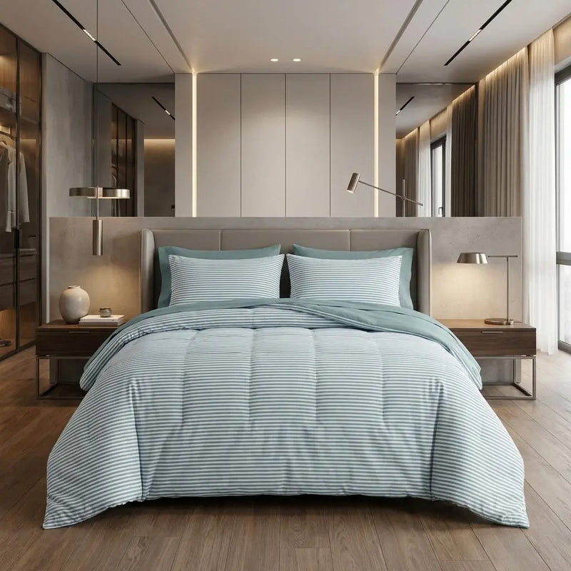 Teal Blue Queen Cotton Blend Washable Duvet Cover Set With Two Shams Homeroots Bed & Bath