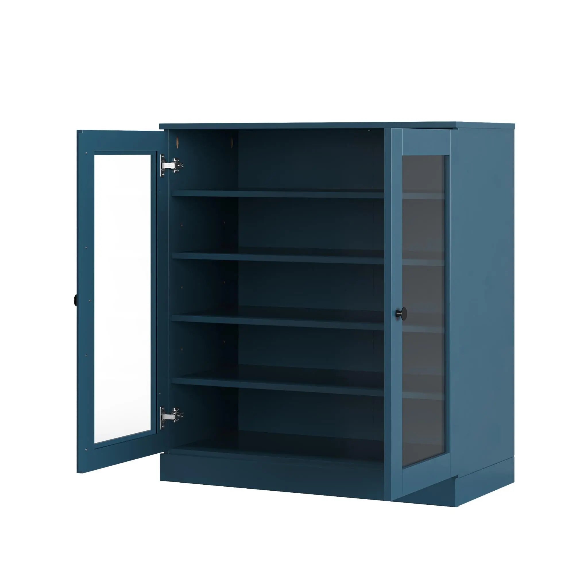 Teal Blue Twenty Pair Solid WoodShoe Storage Cabinet Homeroots Organization