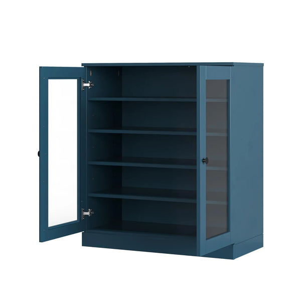 Teal Blue Twenty Pair Solid WoodShoe Storage Cabinet Homeroots Organization