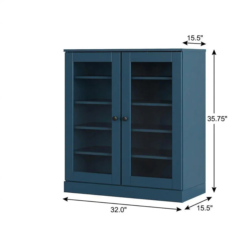 Teal Blue Twenty Pair Solid WoodShoe Storage Cabinet Homeroots Organization