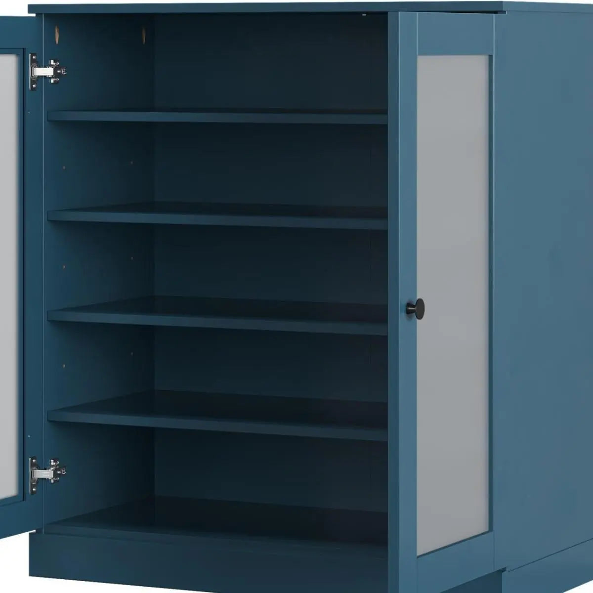 Teal Blue Twenty Pair Solid WoodShoe Storage Cabinet Homeroots Organization