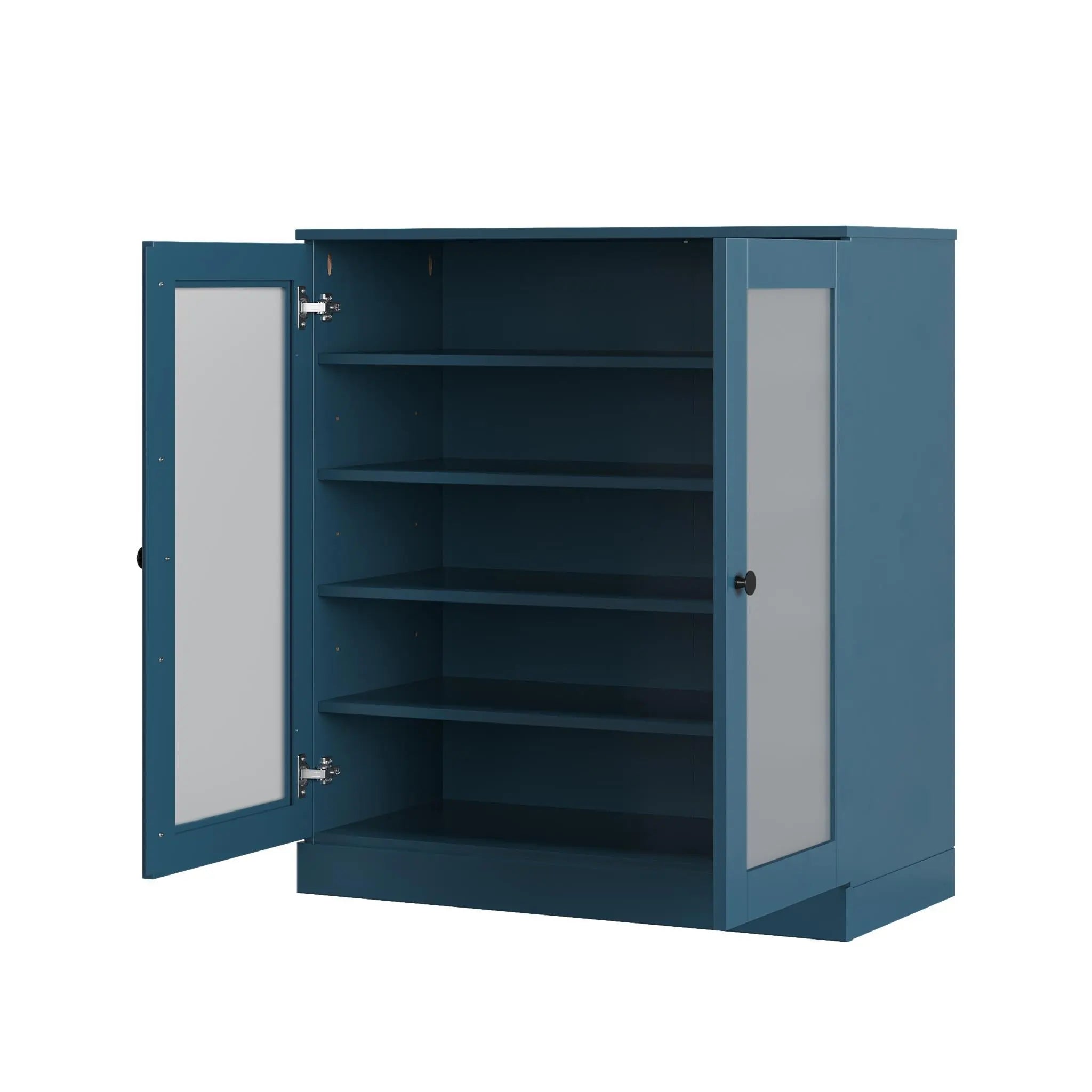 Teal Blue Twenty Pair Solid WoodShoe Storage Cabinet Homeroots Organization