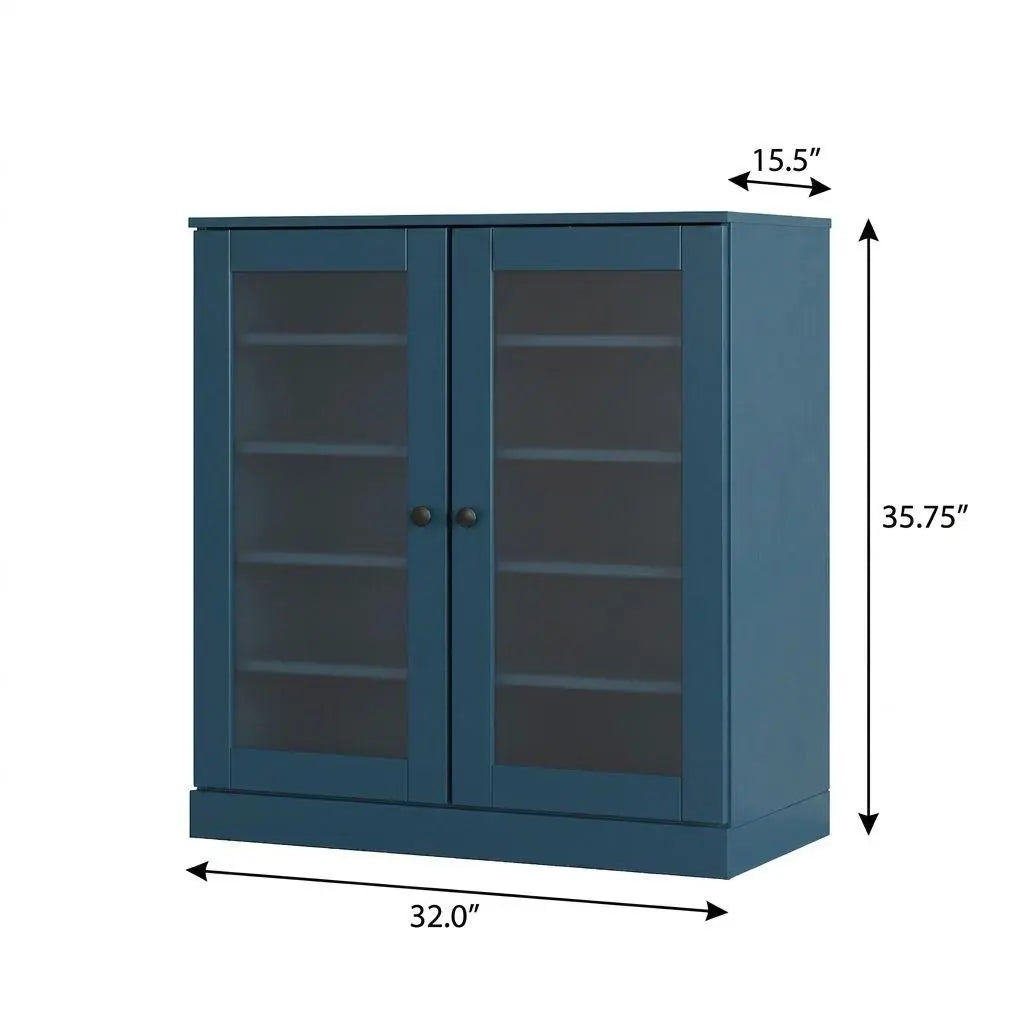 Teal Blue Twenty Pair Solid WoodShoe Storage Cabinet Homeroots Organization