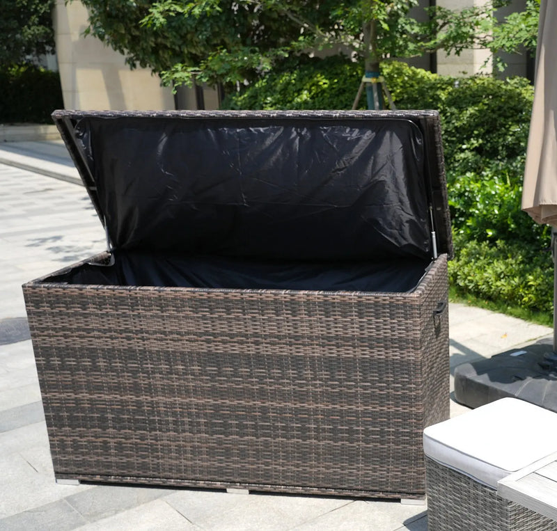 Ten Piece Gray Wicker Multiple Chairs Seating Group With Fire Pit And Table Homeroots Outdoor