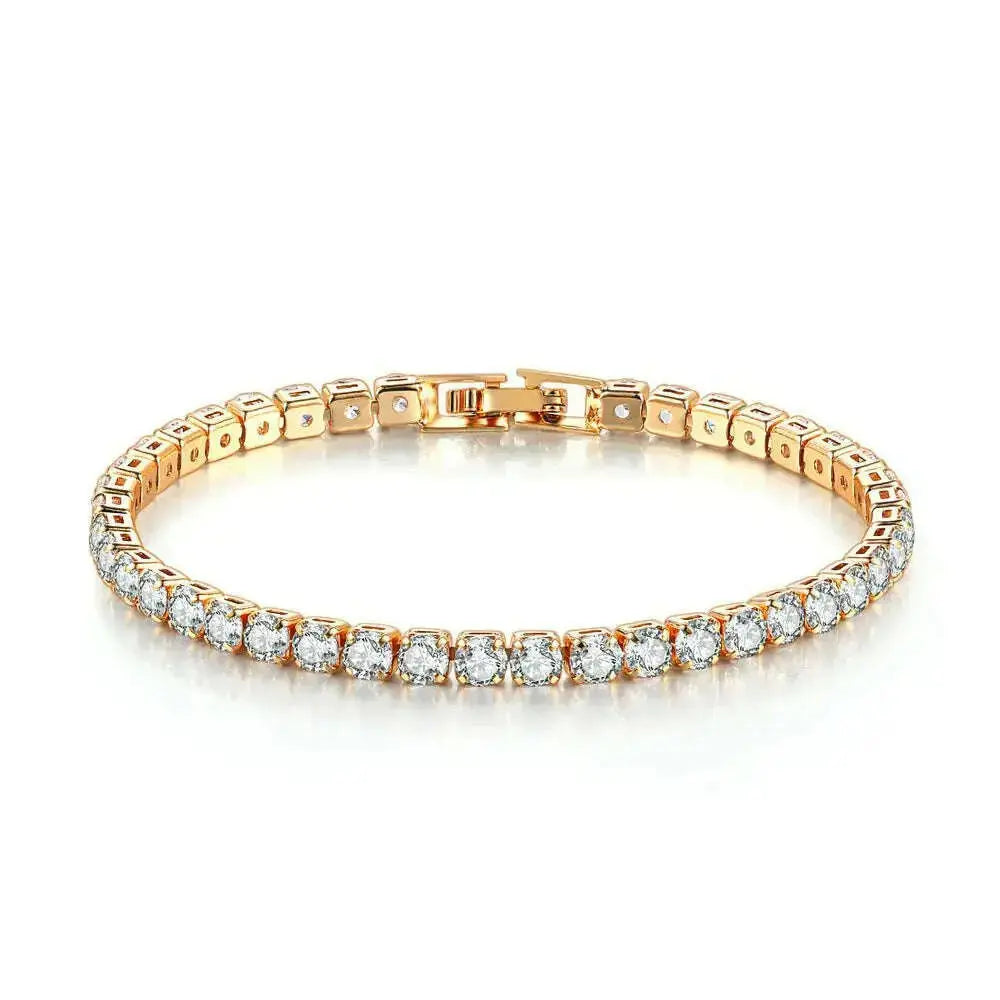 Tennis-Bracelet-Wrist-Chain-Round-Cut-Zircon-Vintage-Gold-Filled-Accessories-GreatEagleInc-334175639