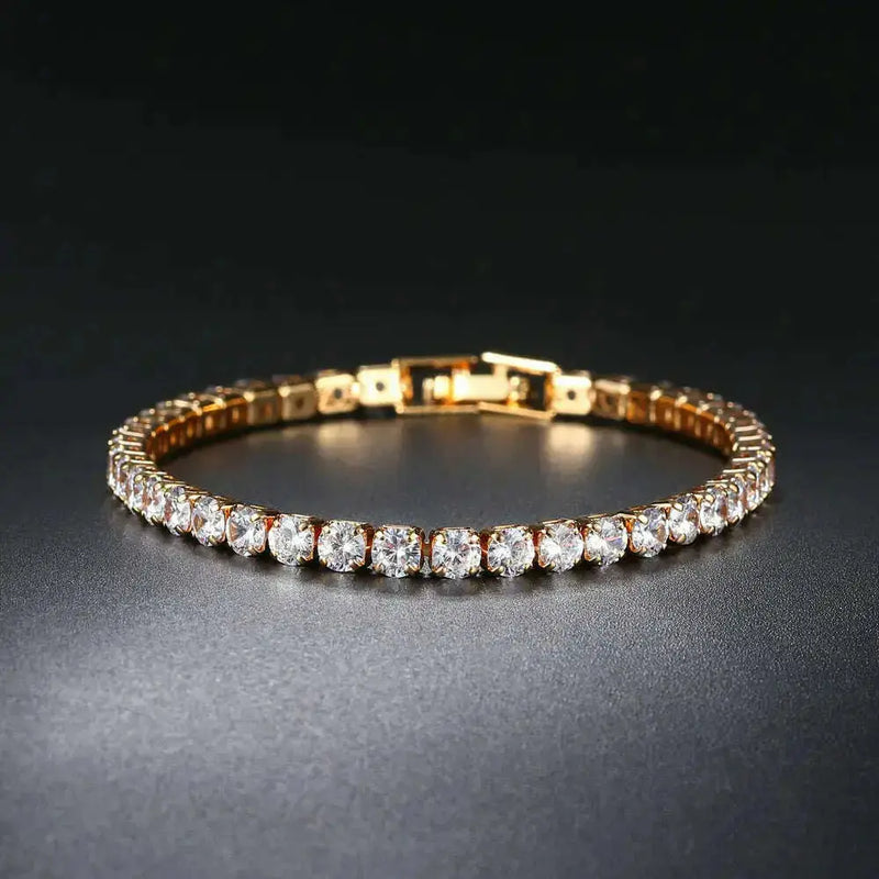 Tennis-Bracelet-Wrist-Chain-Round-Cut-Zircon-Vintage-Gold-Filled-Accessories-GreatEagleInc-334175866
