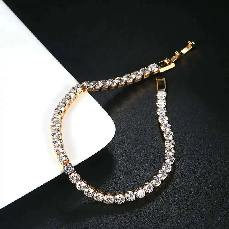 Tennis-Bracelet-Wrist-Chain-Round-Cut-Zircon-Vintage-Gold-Filled-Accessories-GreatEagleInc-334176088