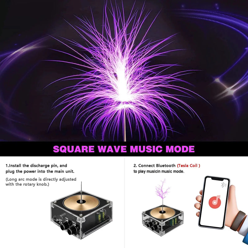 Tesla Coil Musical Speaker Artificial Lightning Bluetooth Music Tesla Coil Arc Plasma Wireless Transmission Experiment Model GreatEagleInc