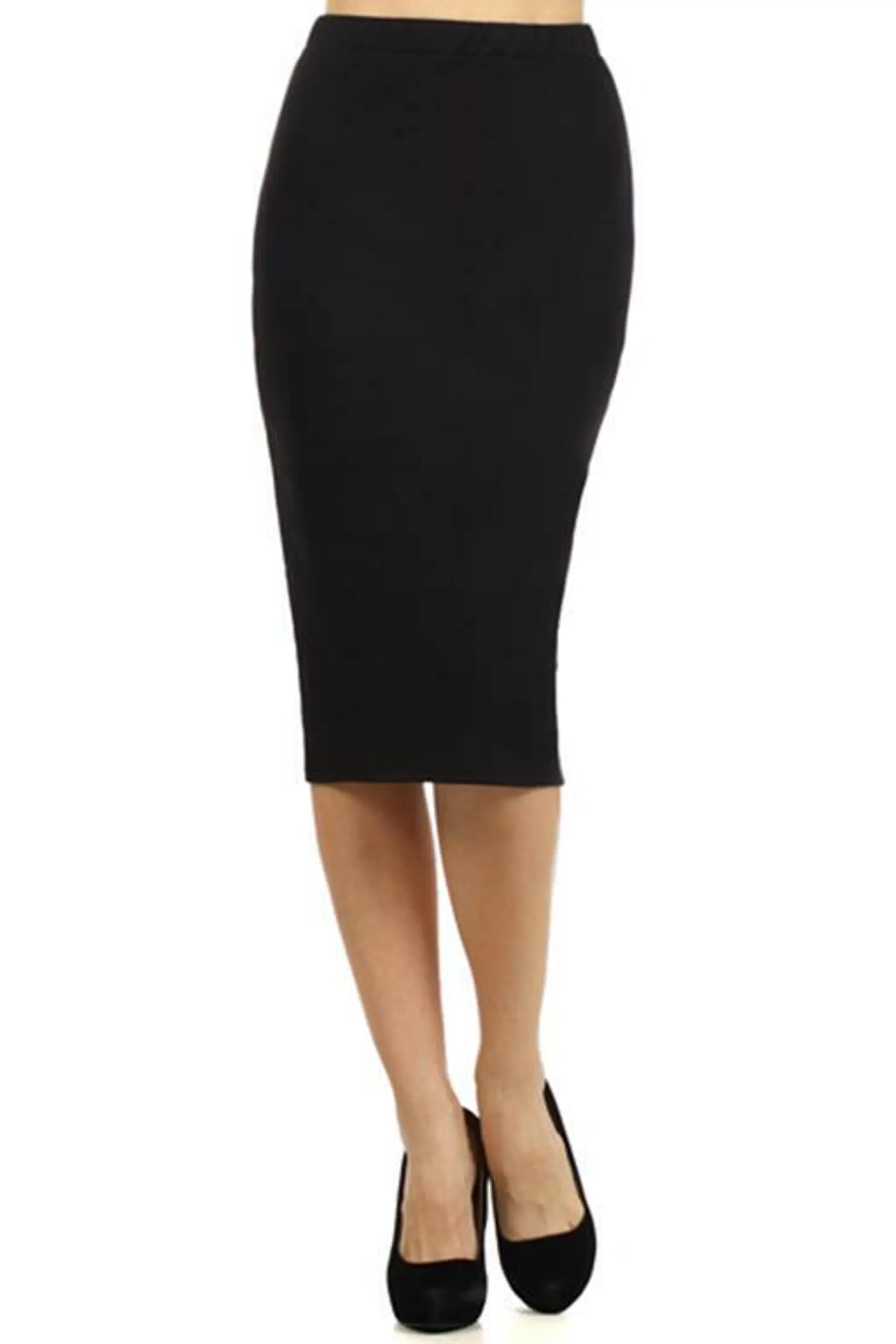 Textured Knit Pencil Skirt Black SurelyMine
