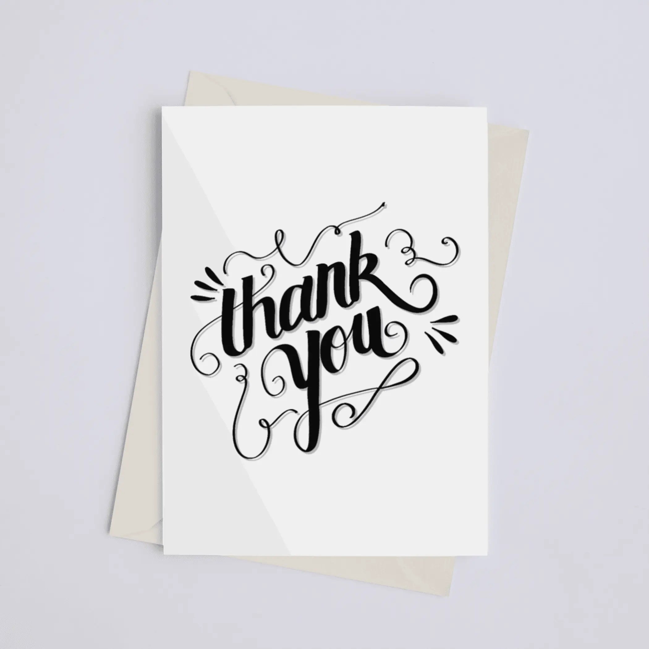 Thank You Black & White - Greeting Card Black Cat Bazaar