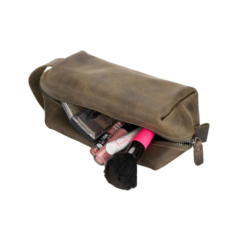 Thayne Cow Leather Makeup Bag for Women Toronata