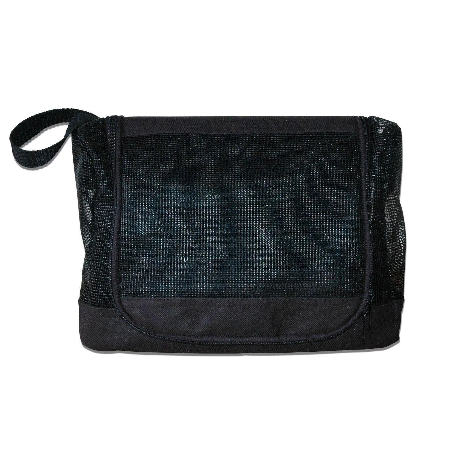 The Fine Living Co. Portable Hanging Shower Caddy Organizer Bag Quick Dry Mesh Shower Caddy Tote Bag Pouch with Metal Hook for Bathroom College Dorm Camp Gym Camping Toiletry Bath (12”x3”x8”) The Fine Living Company