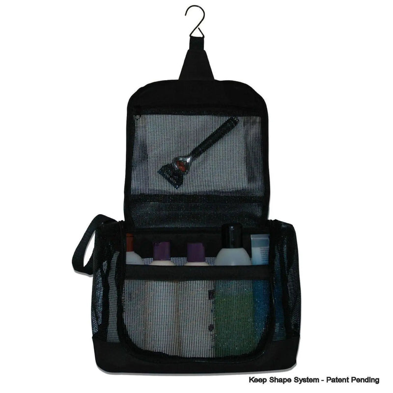 The Fine Living Co. Portable Hanging Shower Caddy Organizer Bag Quick Dry Mesh Shower Caddy Tote Bag Pouch with Metal Hook for Bathroom College Dorm Camp Gym Camping Toiletry Bath (12”x3”x8”) The Fine Living Company