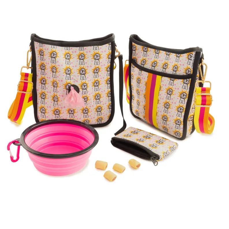 "The Golden One" Goldendoodle Dog Walking Messenger Bag Set Trendy Dog Mom