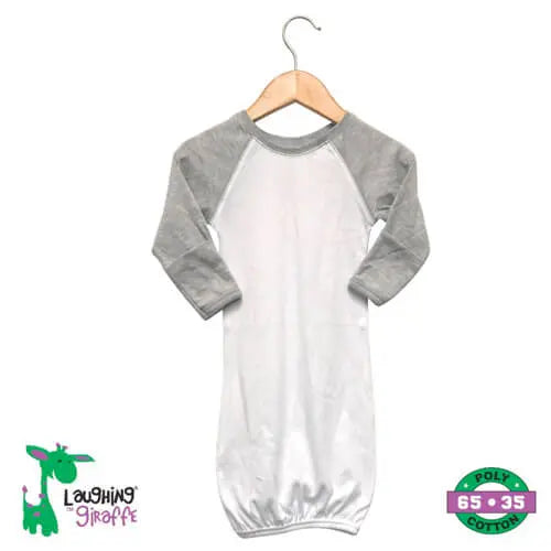 The Laughing Giraffe Baby Raglan Gown With Mittens Kids Blanks