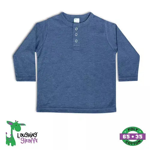 The Laughing Giraffe Long Sleeve Henley Baby T-Shirt Kids Blanks