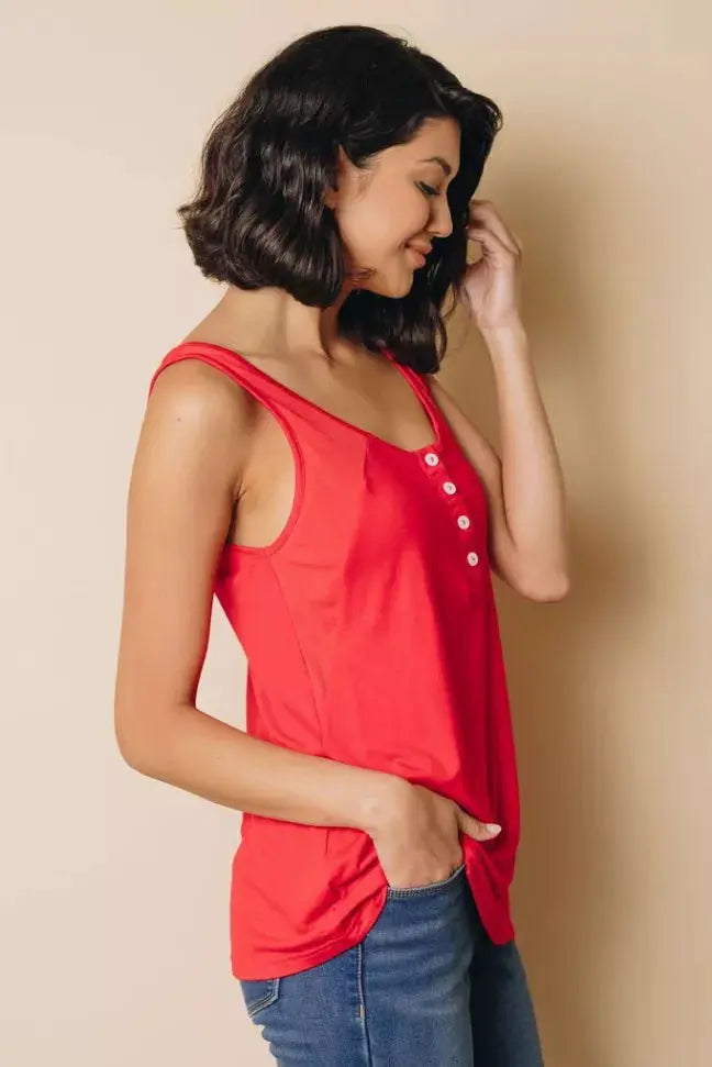 Think About It Button Tank Stay Warm in Style
